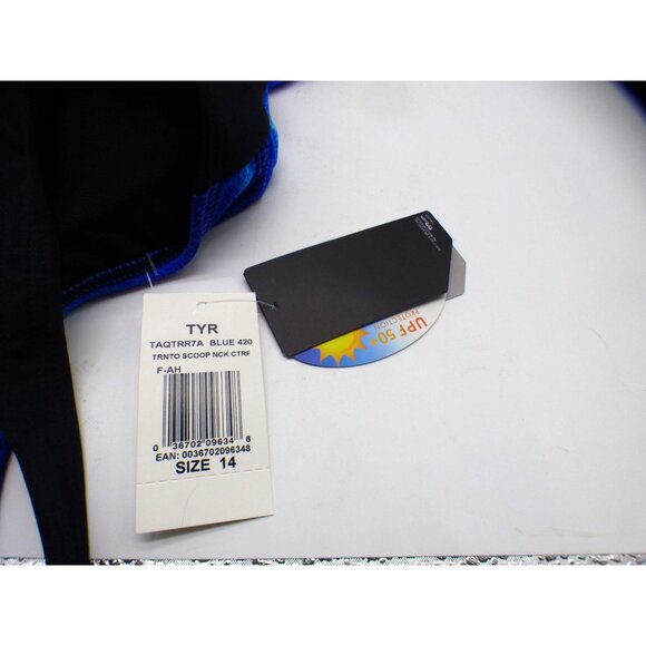 TYR WOMEN’S TRAMONTO SCOOP NECK CONTROLFIT, Blue, SZ. 14 - Picture 9 of 12